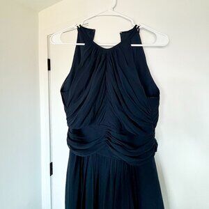 Navy Blue Maxi High Neck Dress